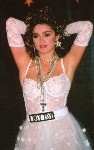 Madonna with lace gloves