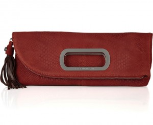 BCBG Max Azria Lula python-effect suede clutch
