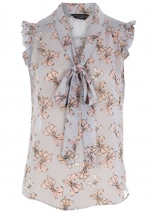Dorothy Perkins Grey Bow Pussybow Blouse