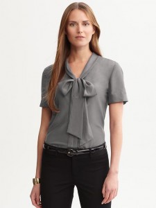Banana Republic Tie Front Short Sleeve Blouse