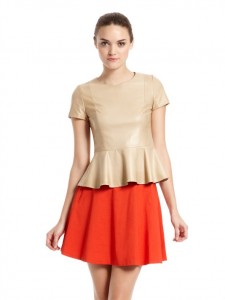 DKNY leather blouse with peplum