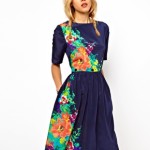 ASOS Midi Dress In Floral Print With Buttoned Waist
