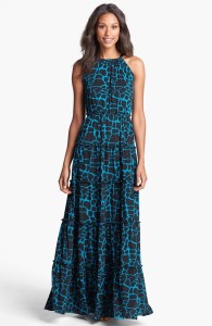 Tbags Los Angeles Printed Tiered Maxi Dress
