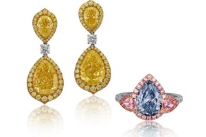 Black, Starr & Frost 2.06 carat Blue Diamond ring and 14.39-carat Yellow Diamond earrings